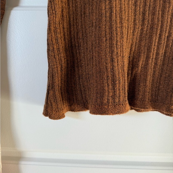 Zara Women’s Brown & Orange & Cream Sparkly Striped Bell Sleeve Knit Sweater - Picture 11 of 13